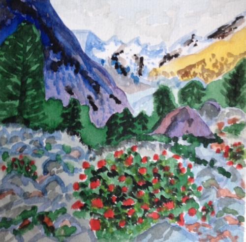 Titel: 2018 - 4Format: 12cm x 12cmTechnik: Aquarell