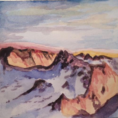 Titel: 2018 - 7Format: 12cm x 12cmTechnik: Aquarell